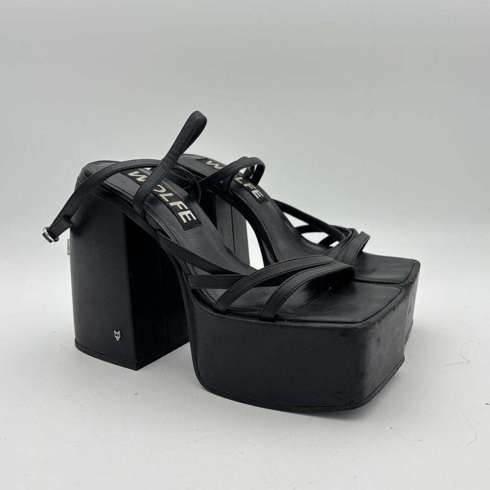 Naked Wolfe Jada Leather Platform Sandals Heels Women's 9 Y2K Brat - Picture 1 of 12
